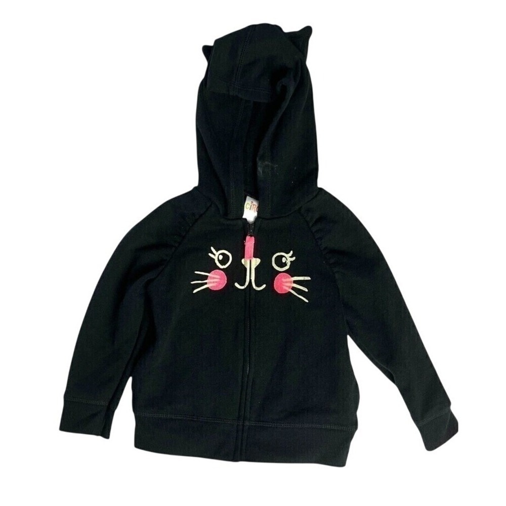 Circo Toddler Girls Black Kitty Cat Zip Up Hoodie with‎ 3D Ears 18M
